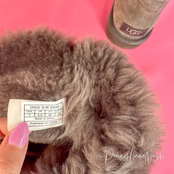 UGG Bailey Button Sheepskin Suede Winter Boots 5803 Gray Size 7 - Picture 9 of 13